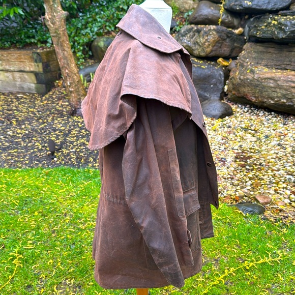 OUTBACK TRADING VINTAGE OILSKIN  DISTRESSED DUSTER JACKET- S 🐴🤠 - Picture 5 of 14